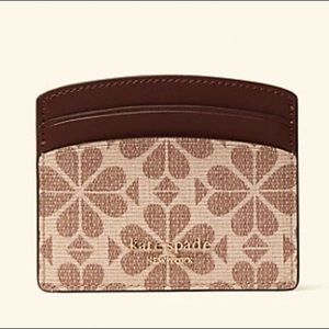 kate spade pink spade flower canvas cardholder